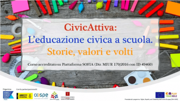 Educazione civica a scuola, il 7 giugno un incontro online sul progetto "CivicAttiva"